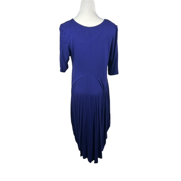 Creation Midi Dress Women Large Purple 3/4 Sleeve‎ Balloon Hem Scoop Neck - Picture 4 of 16